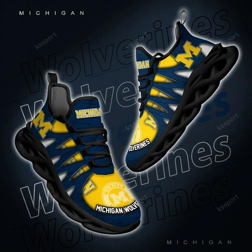 Michigan Wolverines Max Soul Shoes, Running Sneakers - Famjoys Michigan Wolverines Max Soul Shoes, Running Sneakers - Famjoys