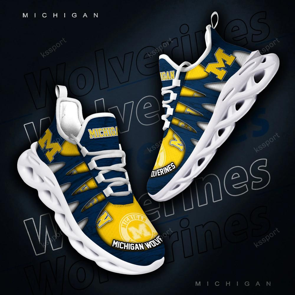 Michigan Wolverines Max Soul Shoes, Running Sneakers - Famjoys Michigan Wolverines Max Soul Shoes, Running Sneakers - Famjoys