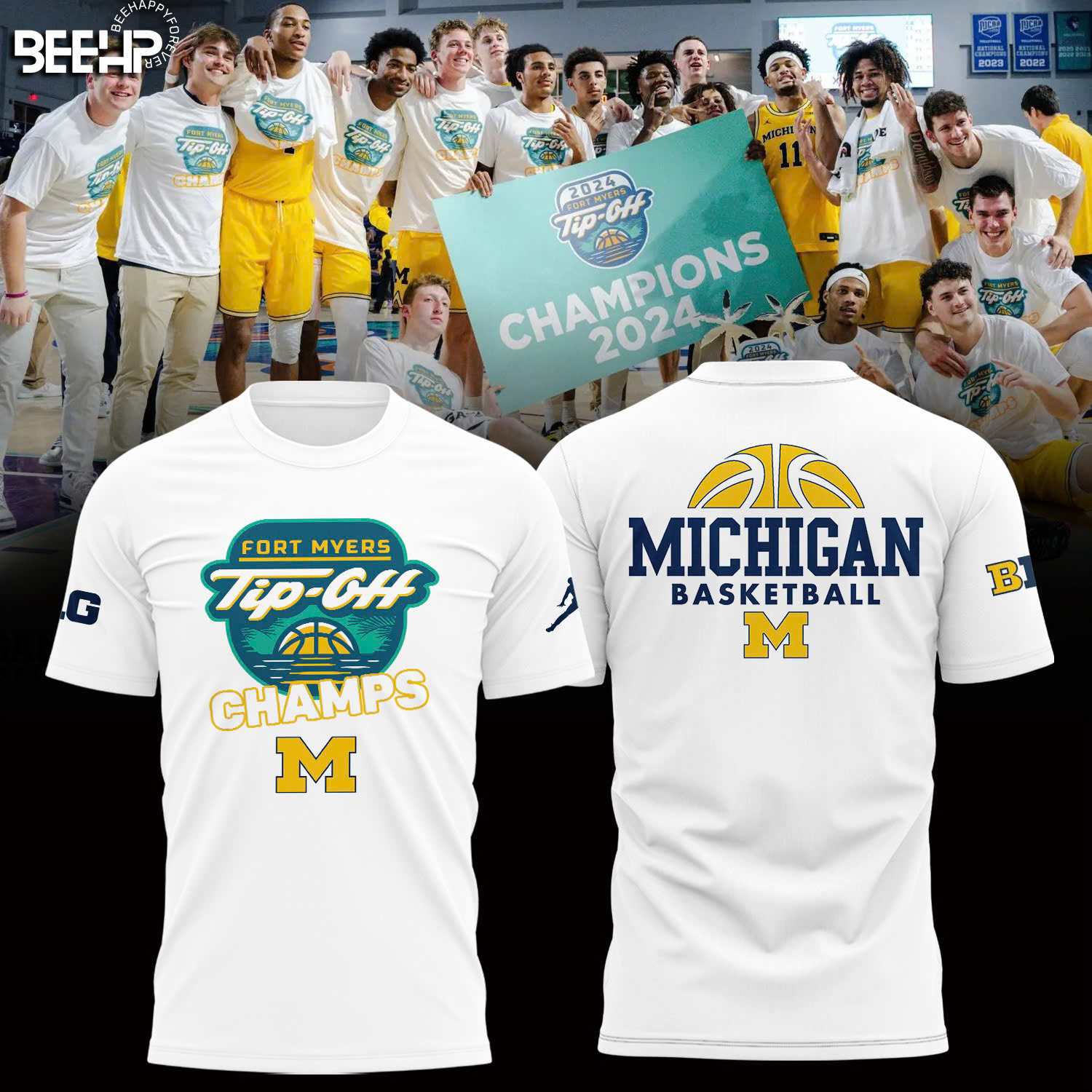 Michigan Wolverines Men Basketball Fort Myers Tip-Off Champions Shirt - Famjoys Michigan Wolverines Men Basketball Fort Myers Tip-Off Champions Shirt - Famjoys