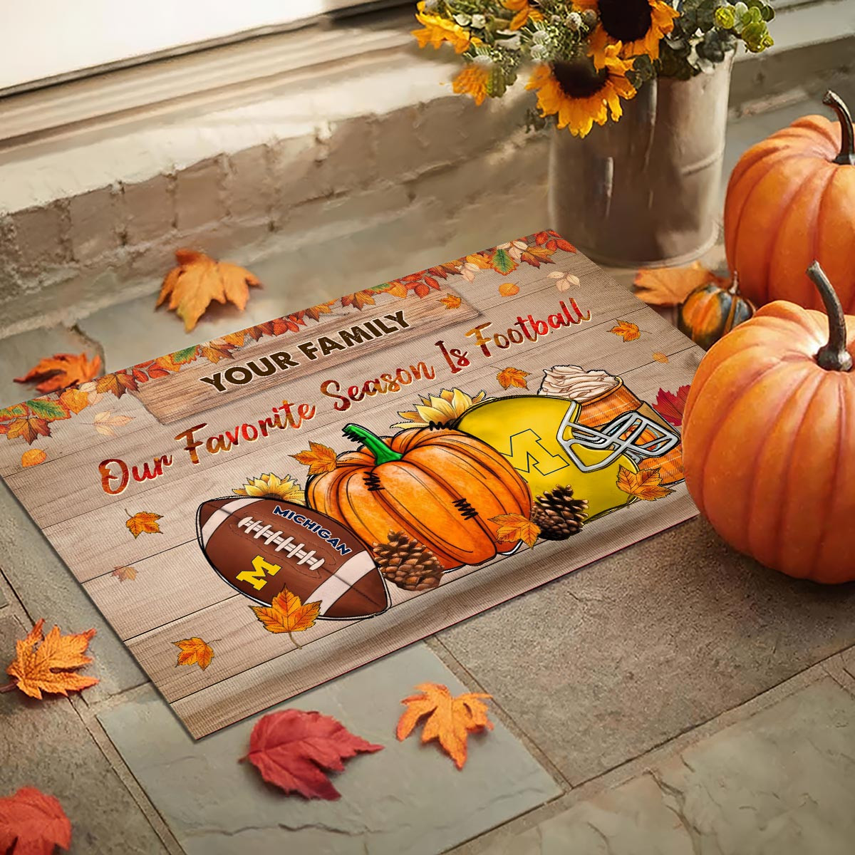 Michigan Wolverines Our Favorite Season is Football Doormat - Famjoys Michigan Wolverines Our Favorite Season is Football Doormat - Famjoys