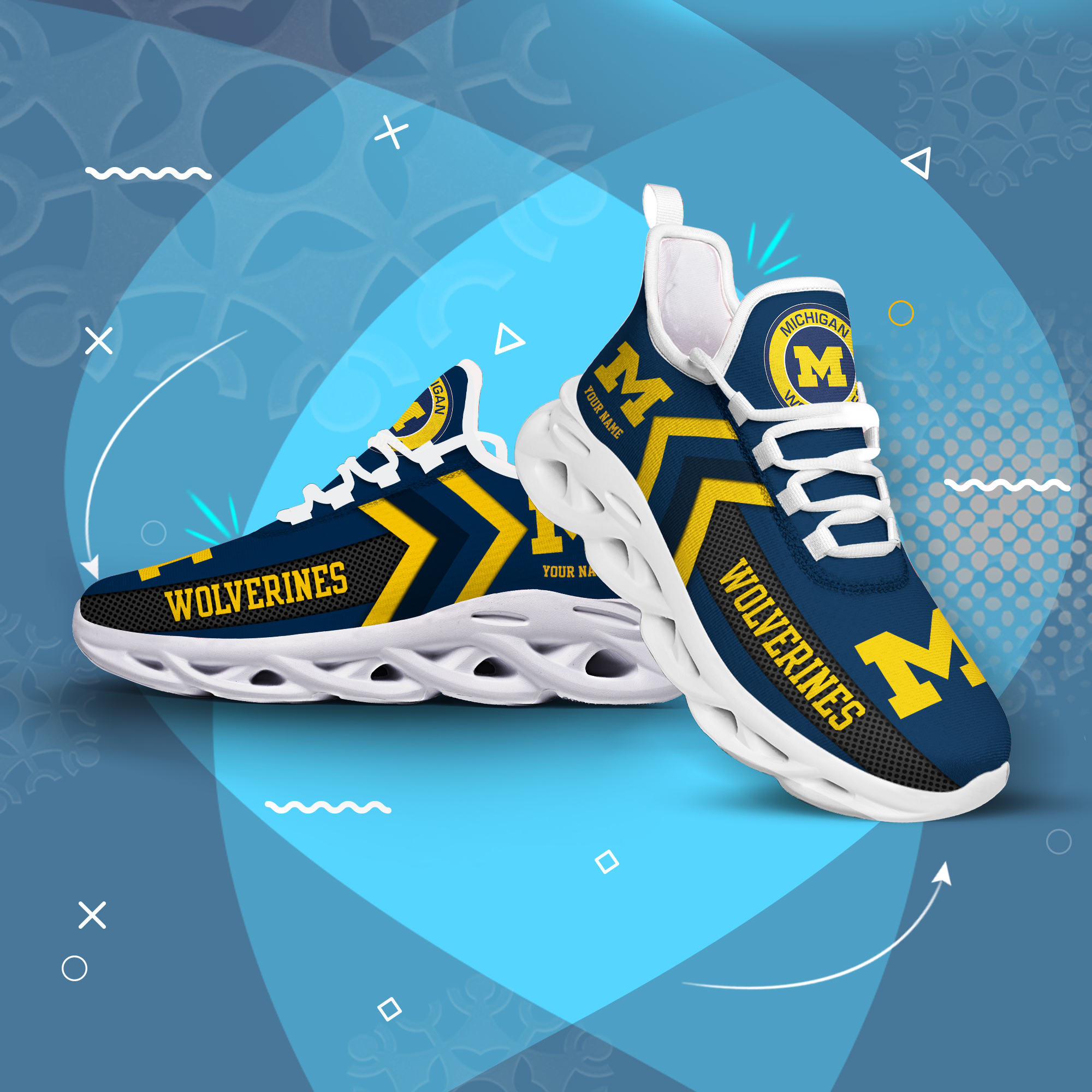Michigan Wolverines Personalized Custom Name Max Soul Shoes DS003 - Famjoys Michigan Wolverines Personalized Custom Name Max Soul Shoes DS003 - Famjoys
