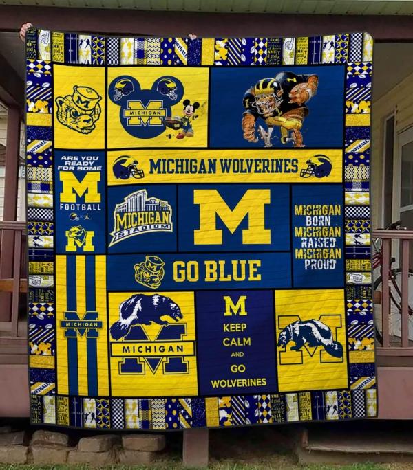 Michigan Wolverines Ver1 Quilt Blanket Fan Made - Famjoys Michigan Wolverines Ver1 Quilt Blanket Fan Made - Famjoys