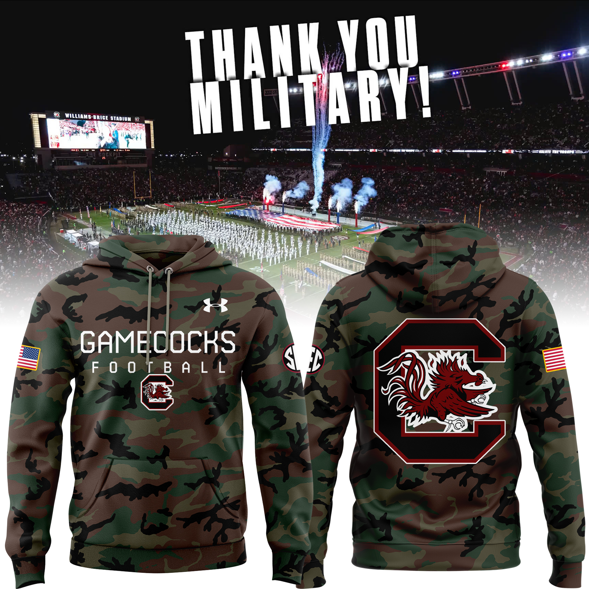 Military Appreciation Gamecocks Football Hoodie - Famjoys Military Appreciation Gamecocks Football Hoodie - Famjoys