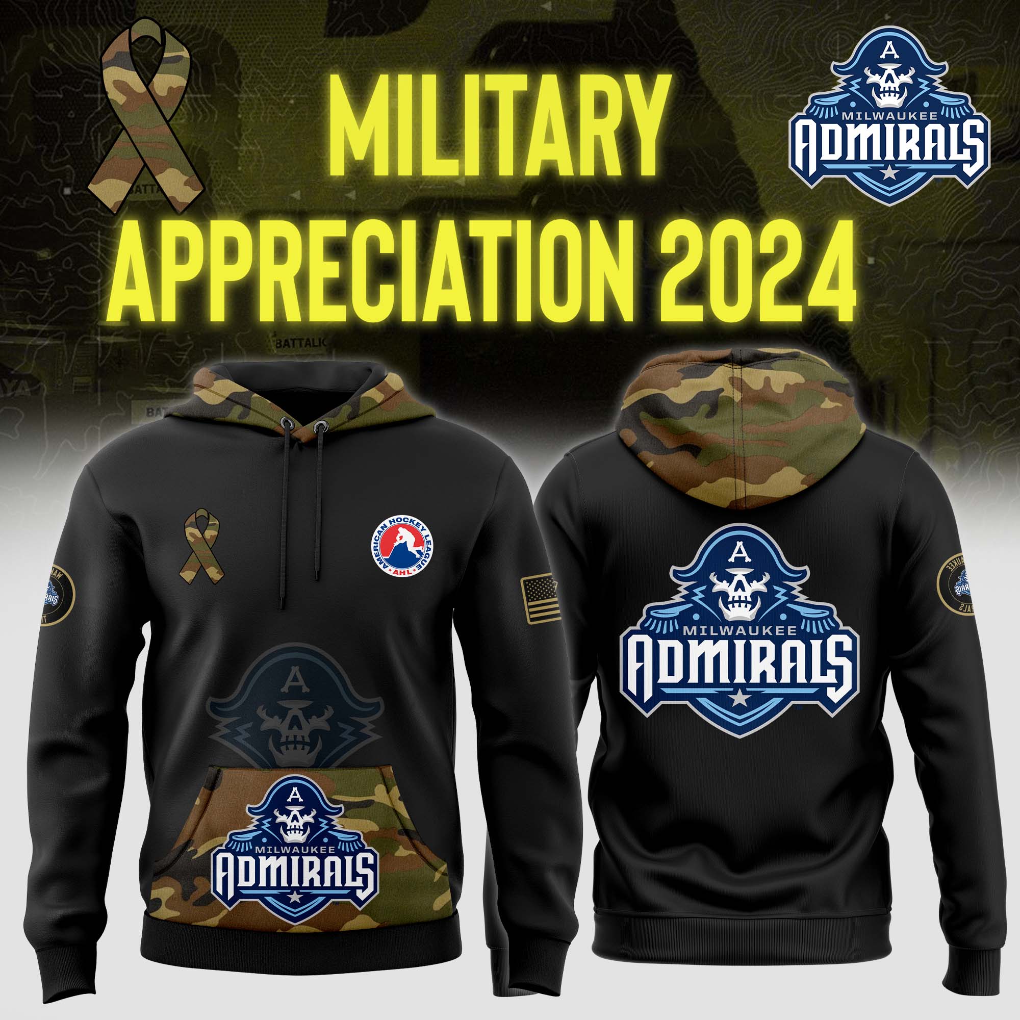 Milwaukee Admirals Arctic Camo Salute to Service Club Fleece Pullover Hoodie - Famjoys Milwaukee Admirals Arctic Camo Salute to Service Club Fleece Pullover Hoodie - Famjoys