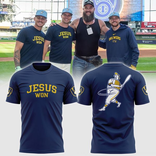 Milwaukee Brewers JESUS WON Shirt - Famjoys Milwaukee Brewers JESUS WON Shirt - Famjoys