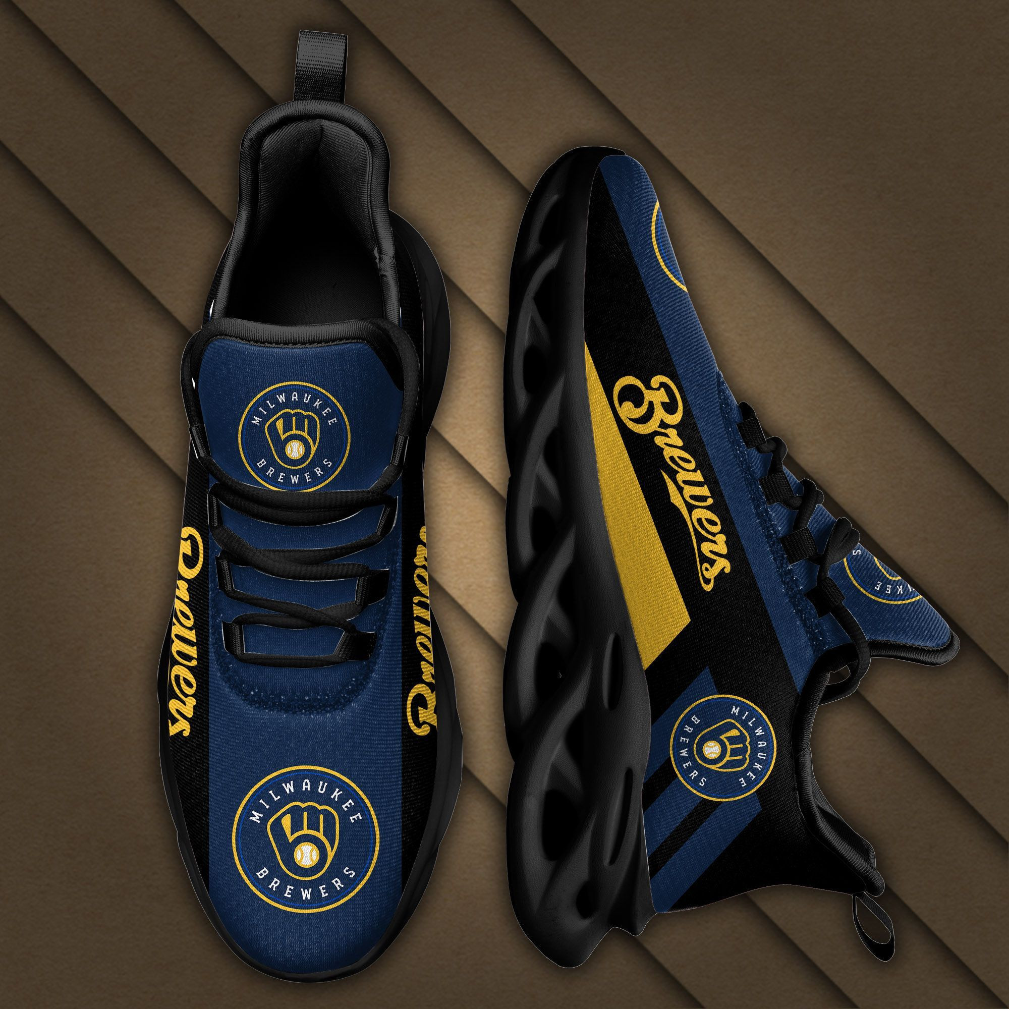 Milwaukee Brewers Max Soul Sneakers Shoes - Famjoys Milwaukee Brewers Max Soul Sneakers Shoes - Famjoys
