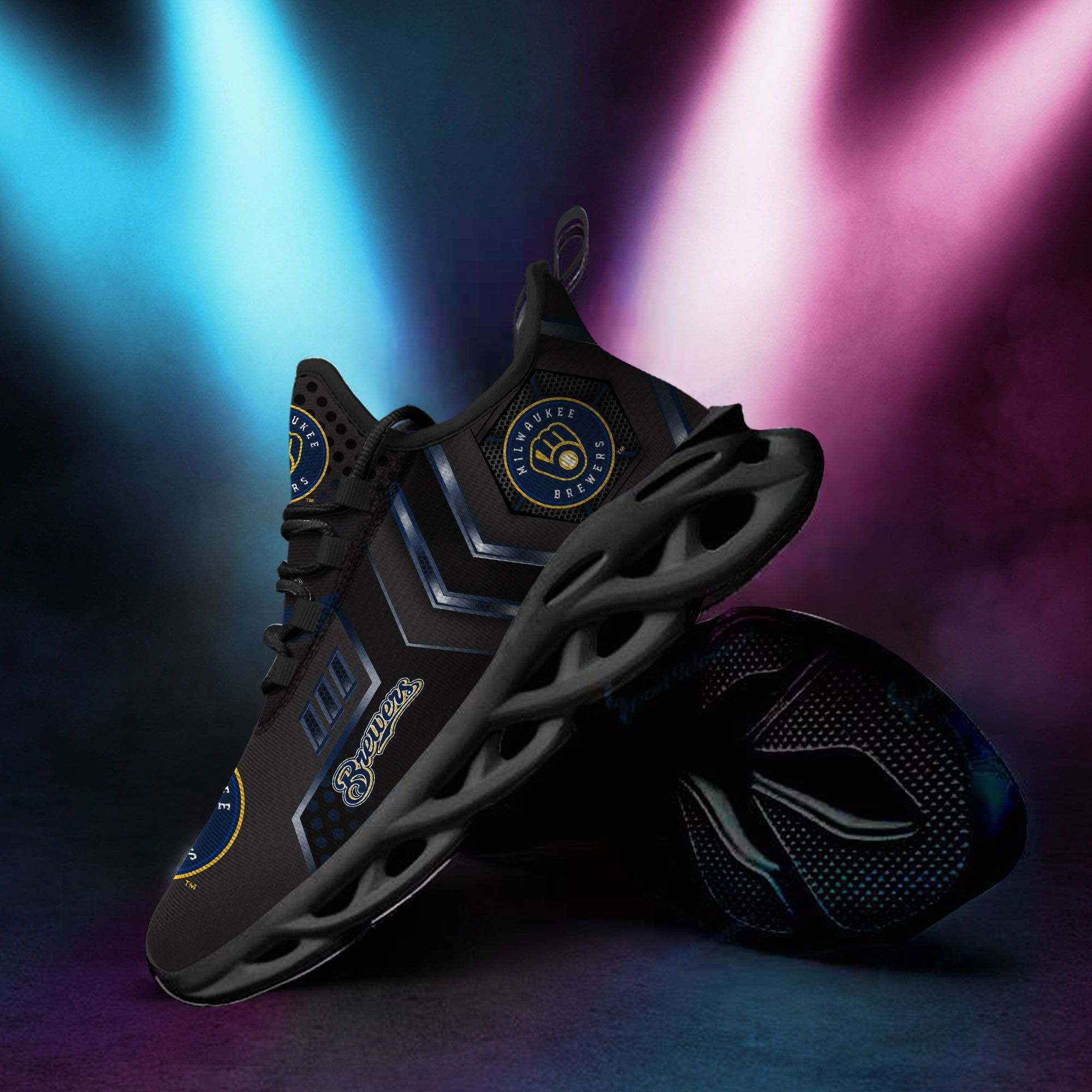 Milwaukee Brewers Max Soul Sneakers Shoes - Famjoys Milwaukee Brewers Max Soul Sneakers Shoes - Famjoys