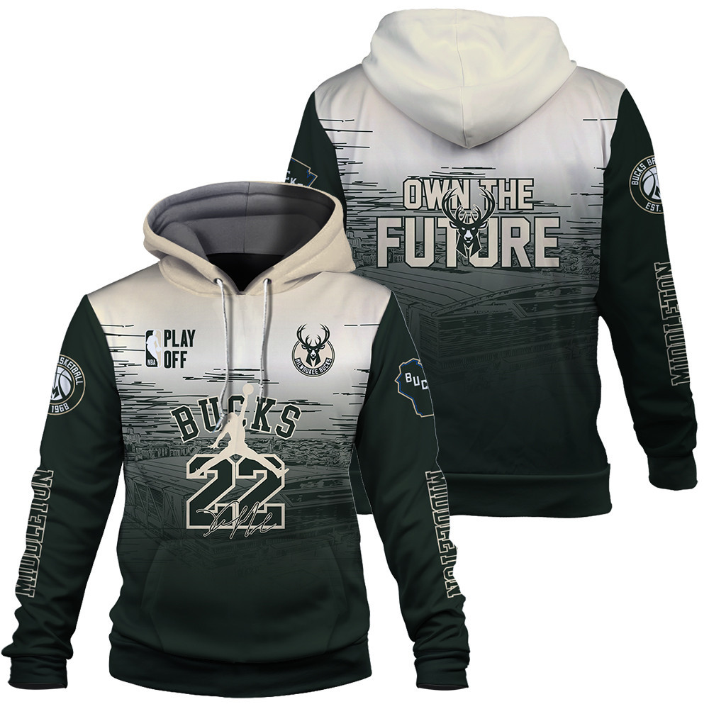 Milwaukee Bucks Middleton #22 NBA Play Off Own The Future 3D Hoodie