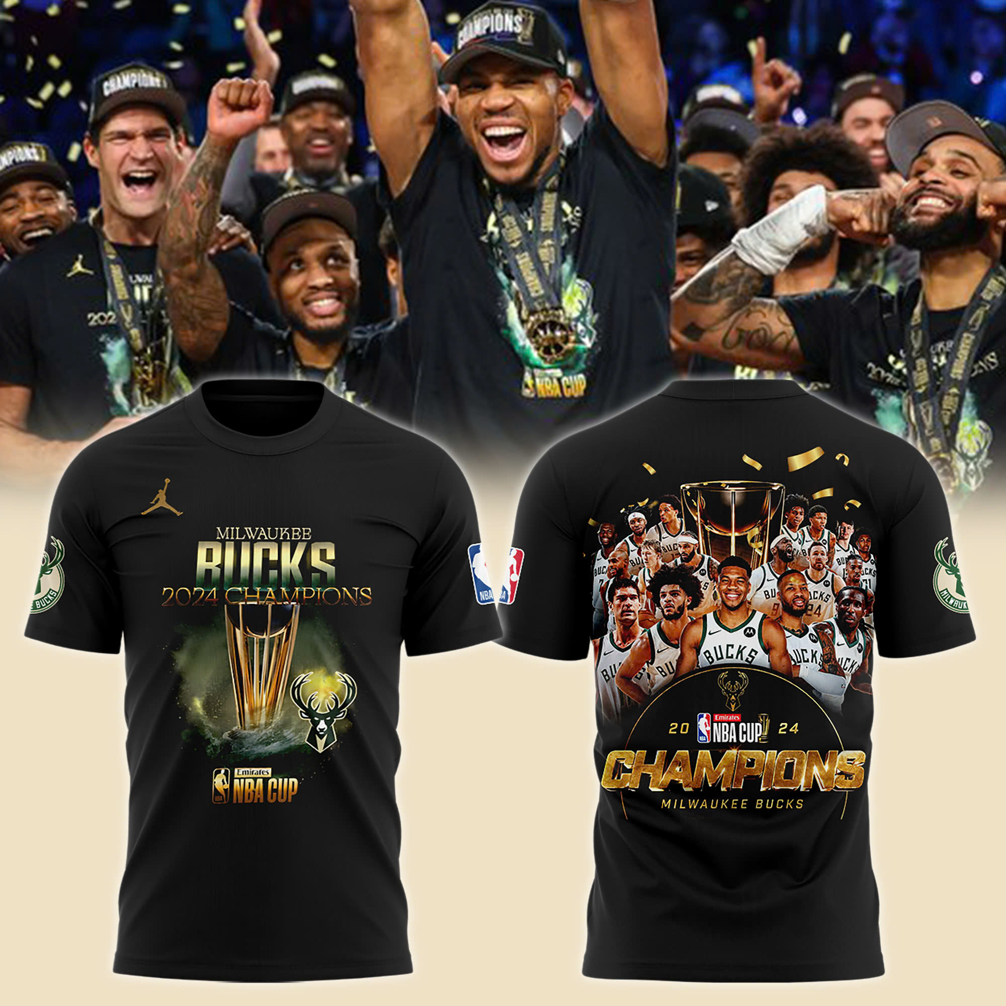 Milwaukee Bucks NBA In Season Tournament Champions Locker Room Tee v4