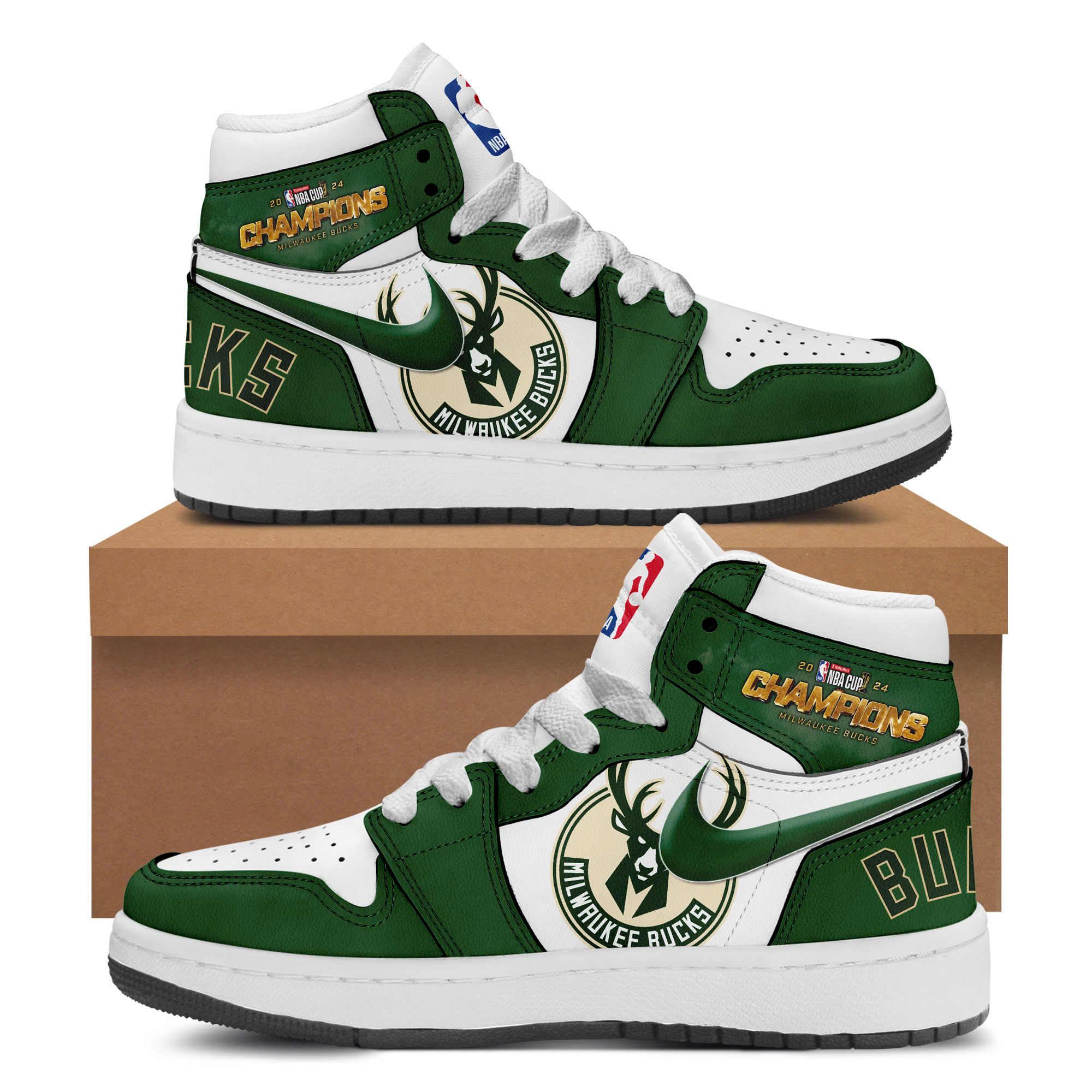 Milwaukee Bucks NBA In Season Tournament Champions Shoes - Famjoys Milwaukee Bucks NBA In Season Tournament Champions Shoes - Famjoys