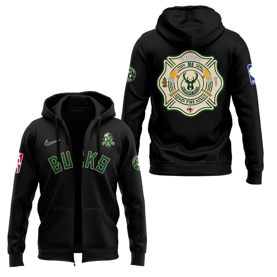 Milwaukee Bucks NBA x 2024 Firefighter Appreciation Night Premium Pullover Zip Hoodie - Famjoys Milwaukee Bucks NBA x 2024 Firefighter Appreciation Night Premium Pullover Zip Hoodie - Famjoys