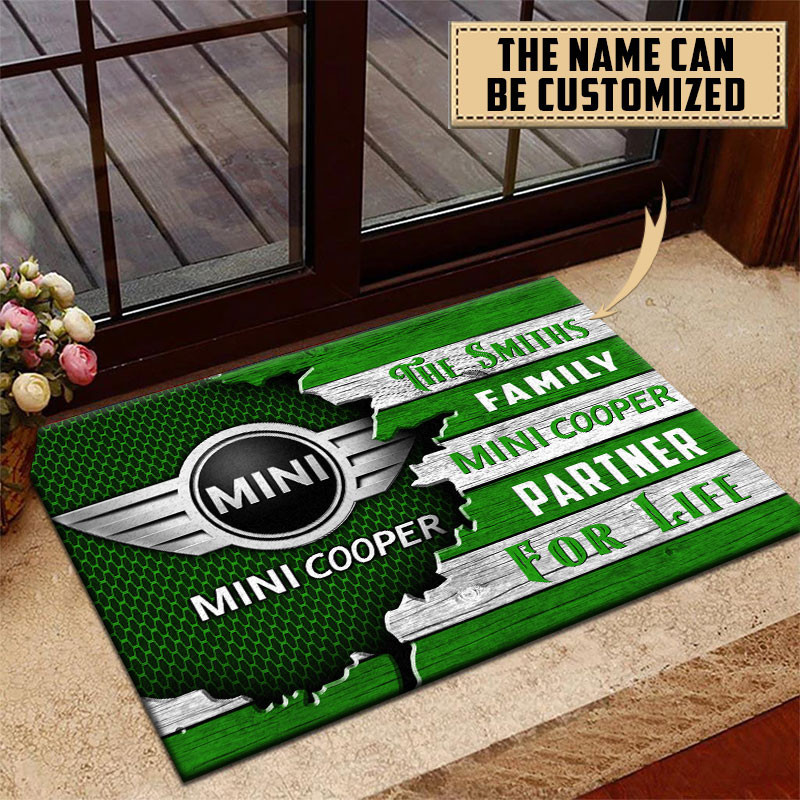 Mini cooper Doormat Custom Name, Multicolor - Famjoys Mini cooper Doormat Custom Name, Multicolor - Famjoys