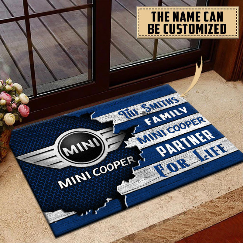 Mini cooper Doormat Custom Name, Multicolor - Famjoys Mini cooper Doormat Custom Name, Multicolor - Famjoys