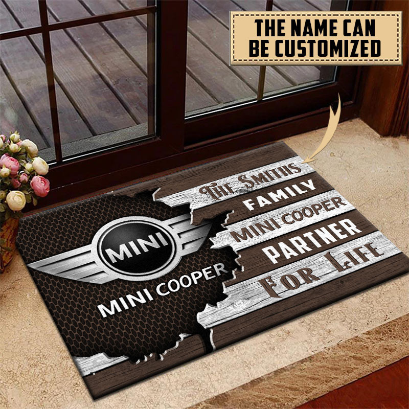 Mini cooper Doormat Custom Name, Multicolor - Famjoys Mini cooper Doormat Custom Name, Multicolor - Famjoys