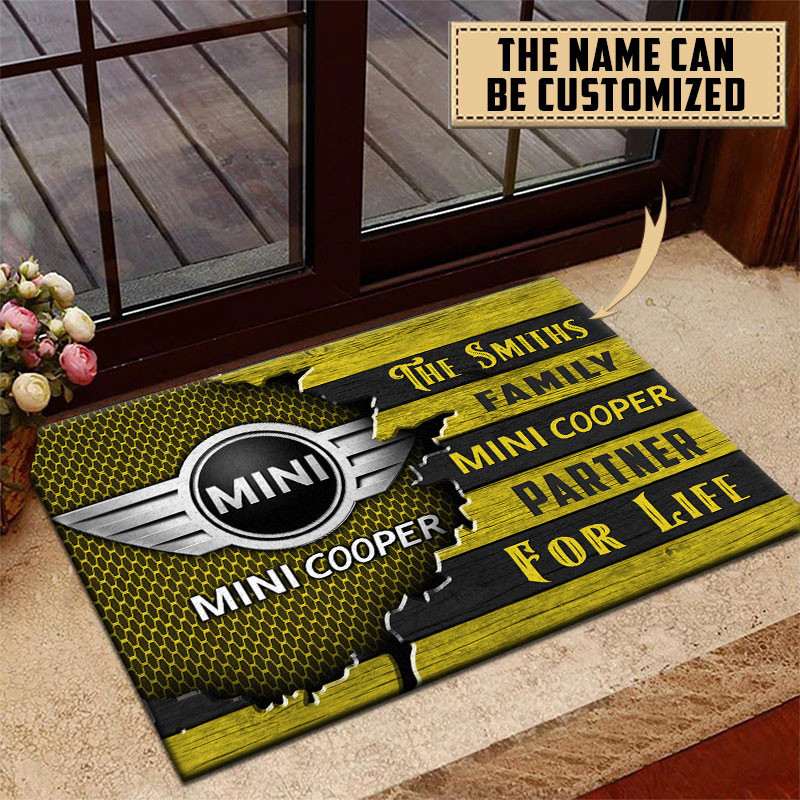 Mini cooper Doormat Custom Name, Multicolor - Famjoys Mini cooper Doormat Custom Name, Multicolor - Famjoys