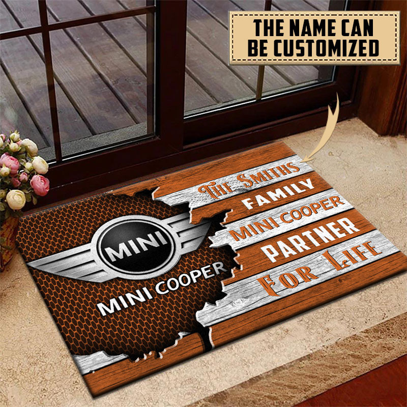 Mini cooper Doormat Custom Name, Multicolor - Famjoys Mini cooper Doormat Custom Name, Multicolor - Famjoys