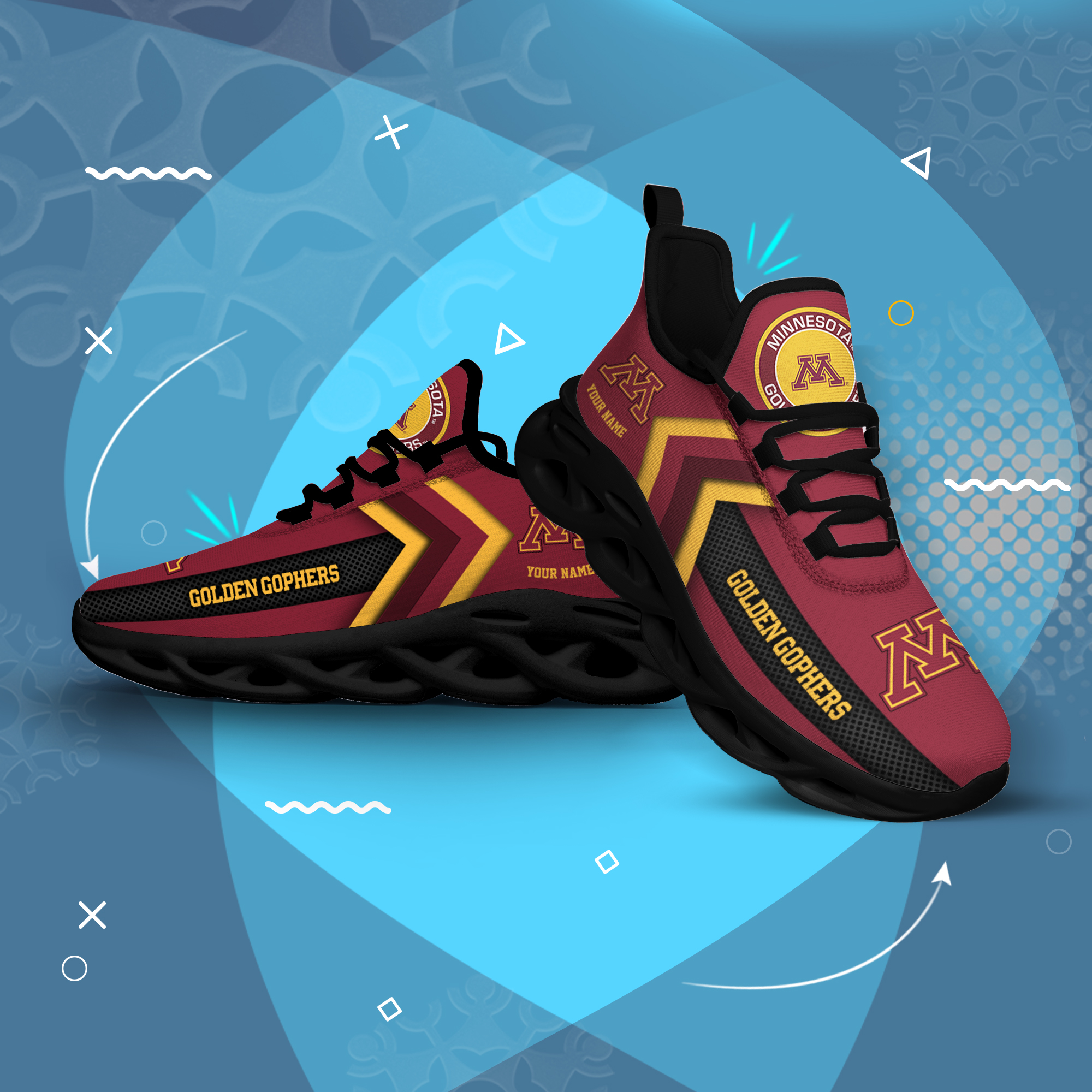 Minnesota Golden Gophers Personalized Custom Name Max Soul Shoes DS003 - Famjoys Minnesota Golden Gophers Personalized Custom Name Max Soul Shoes DS003 - Famjoys