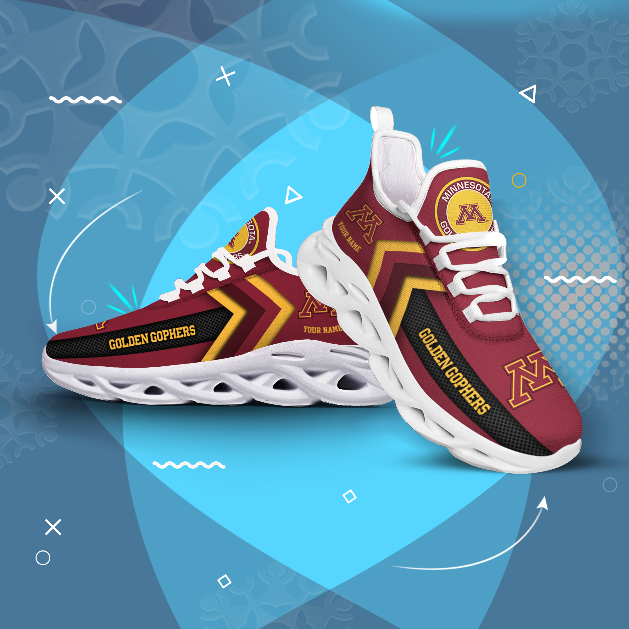 Minnesota Golden Gophers Personalized Custom Name Max Soul Shoes DS003 - Famjoys Minnesota Golden Gophers Personalized Custom Name Max Soul Shoes DS003 - Famjoys
