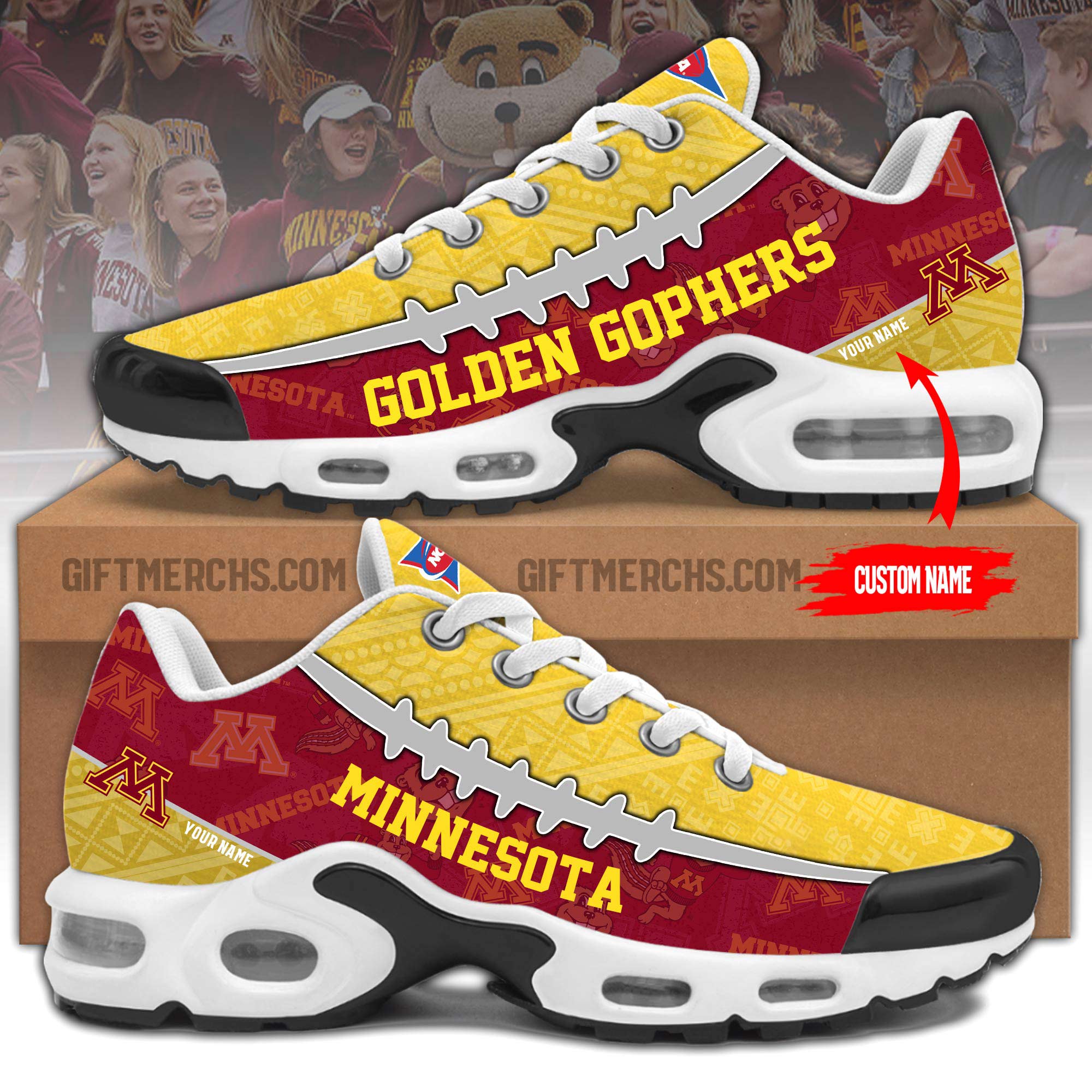 Minnesota Golden Gophers Personalized Shoes - Famjoys Minnesota Golden Gophers Personalized Shoes - Famjoys
