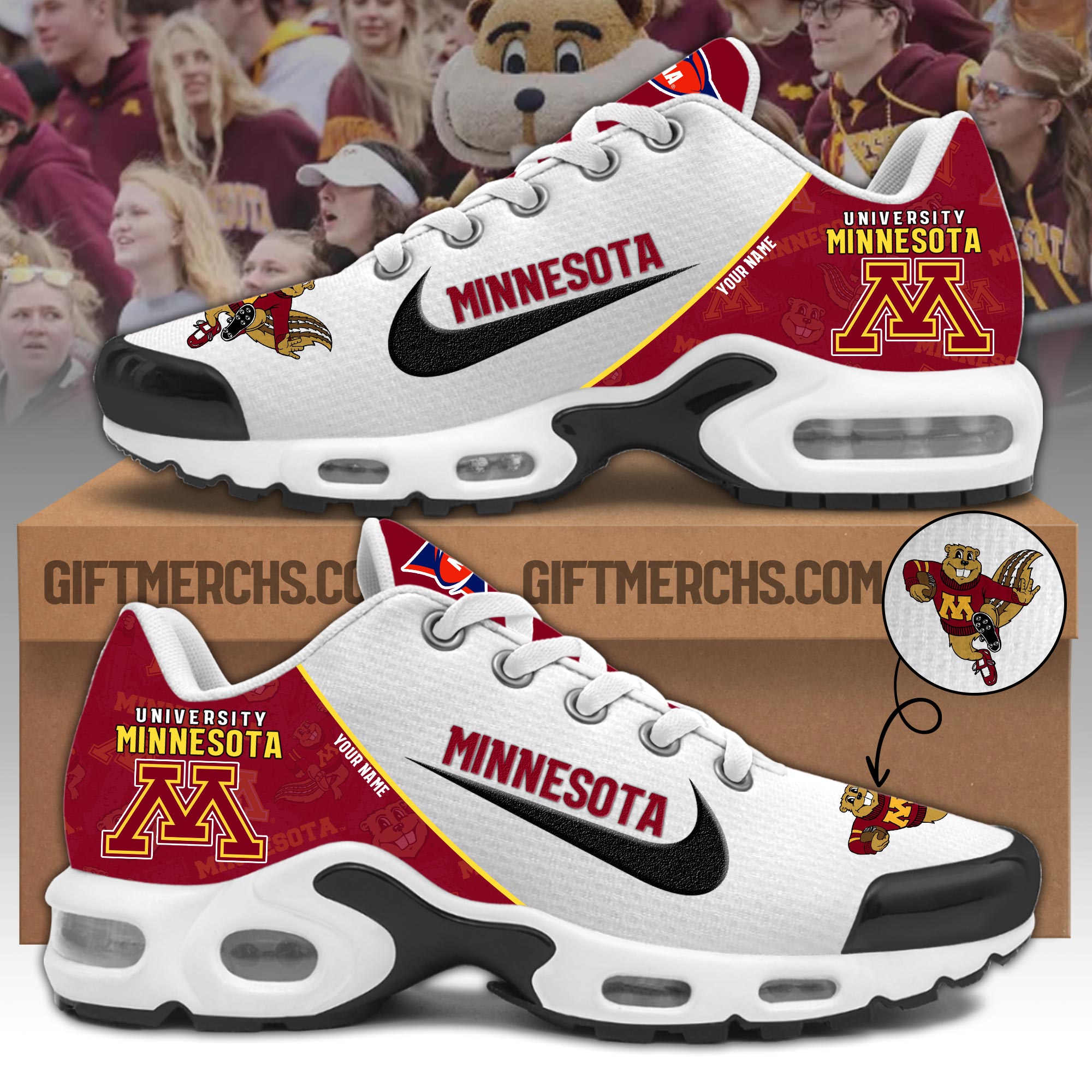 Minnesota Golden Gophers Personalized Shoes - Famjoys Minnesota Golden Gophers Personalized Shoes - Famjoys