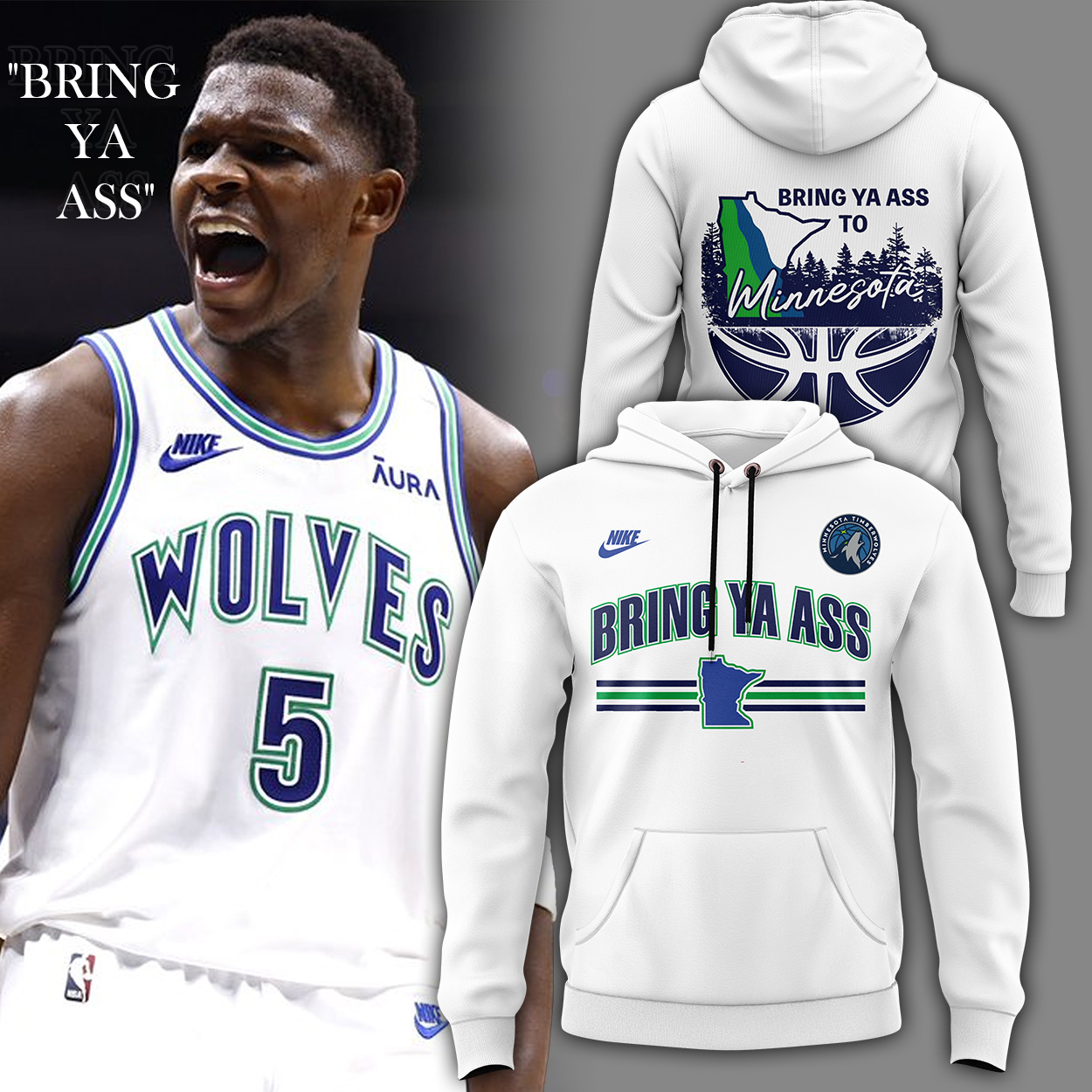 Minnesota Timberwolves Bring Ya Ass HOODIE - Famjoys Minnesota Timberwolves Bring Ya Ass HOODIE - Famjoys
