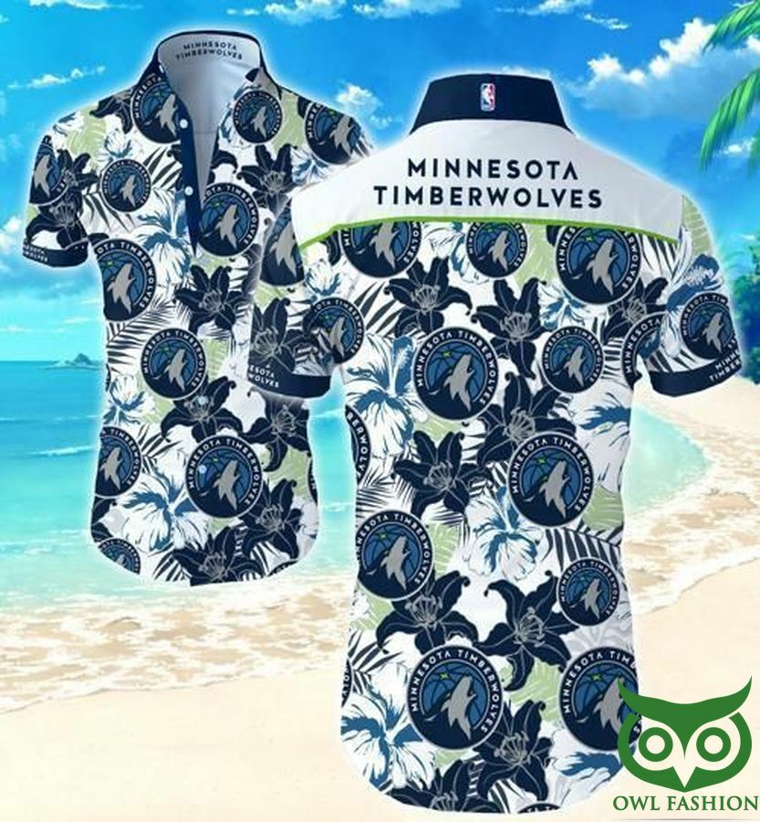 Minnesota Timberwolves Floral Dark Blue Hawaiian Shirt - Famjoys Minnesota Timberwolves Floral Dark Blue Hawaiian Shirt - Famjoys