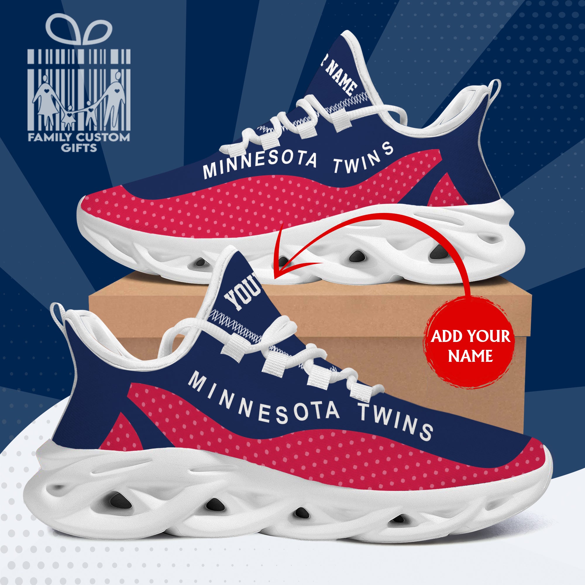 Minnesota Twins Custom Baseball Personalized Max Soul Sneakers Running Sport Shoes for Men Women - Famjoys Minnesota Twins Custom Baseball Personalized Max Soul Sneakers Running Sport Shoes for Men Women - Famjoys