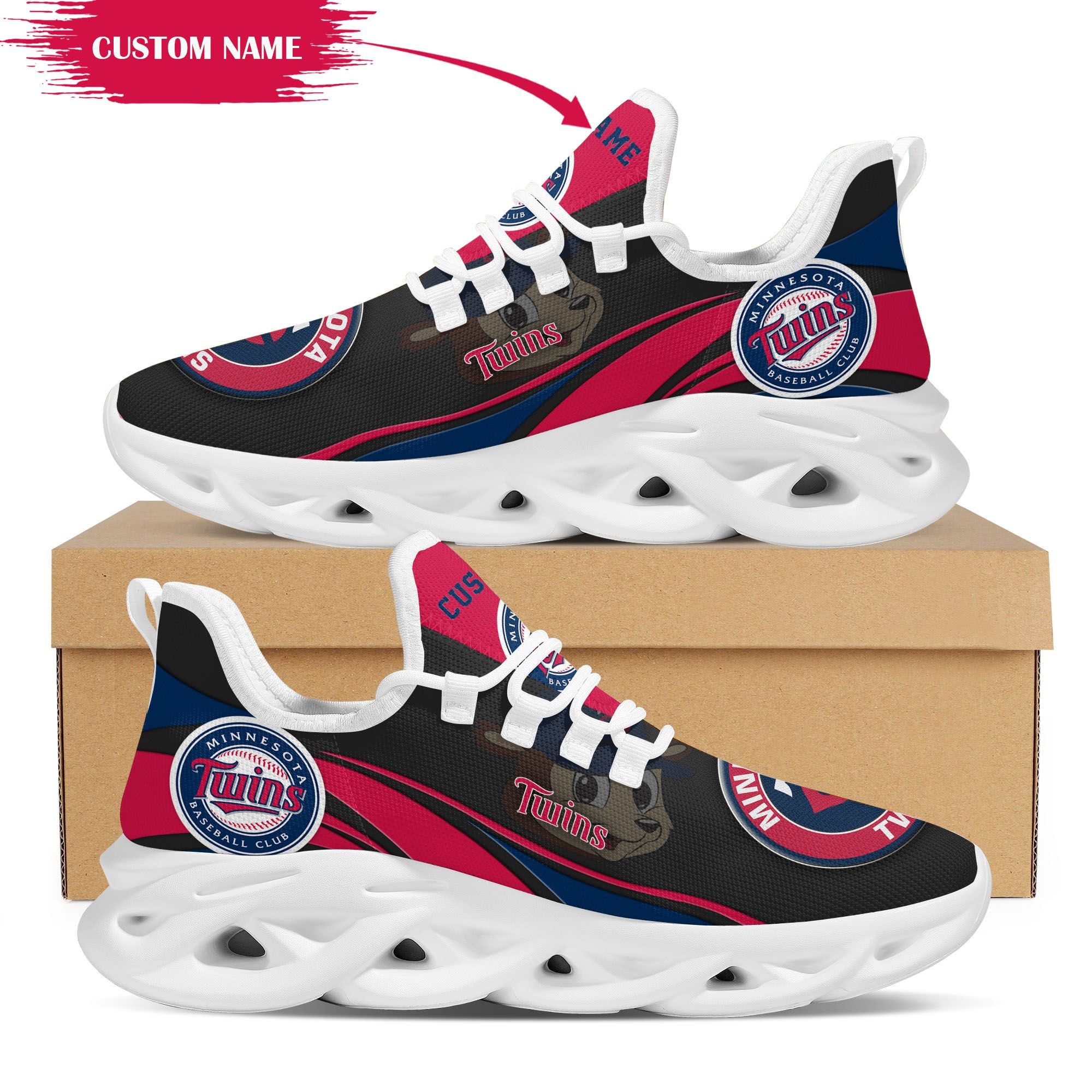 Minnesota Twins Mascot Custom Name Personalized Max Soul Sneakers - Famjoys Minnesota Twins Mascot Custom Name Personalized Max Soul Sneakers - Famjoys