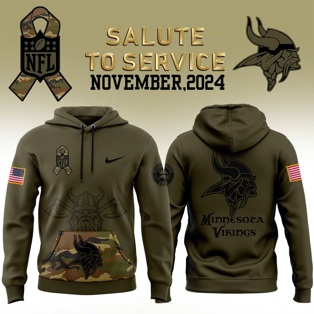 Minnesota Vikings Camo Salute to Service Club Fleece Pullover Hoodie - Famjoys Minnesota Vikings Camo Salute to Service Club Fleece Pullover Hoodie - Famjoys