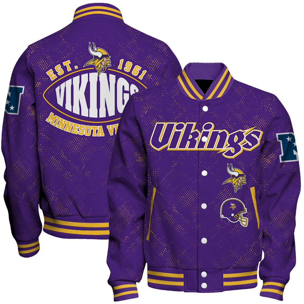 Minnesota Vikings - Continue Writing The Dream Unisex Varsity Jacket - Famjoys Minnesota Vikings - Continue Writing The Dream Unisex Varsity Jacket - Famjoys