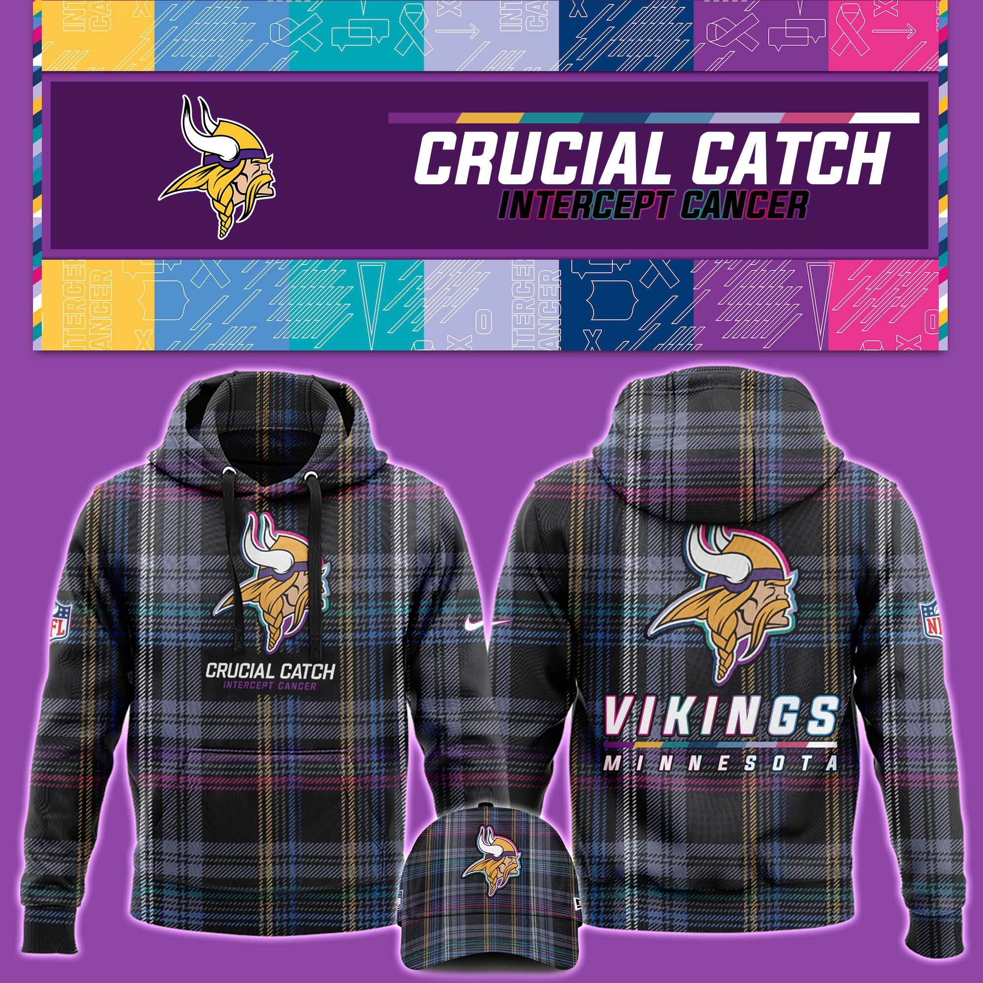 Minnesota Vikings Crucial Catch Hoodie - Famjoys Minnesota Vikings Crucial Catch Hoodie - Famjoys