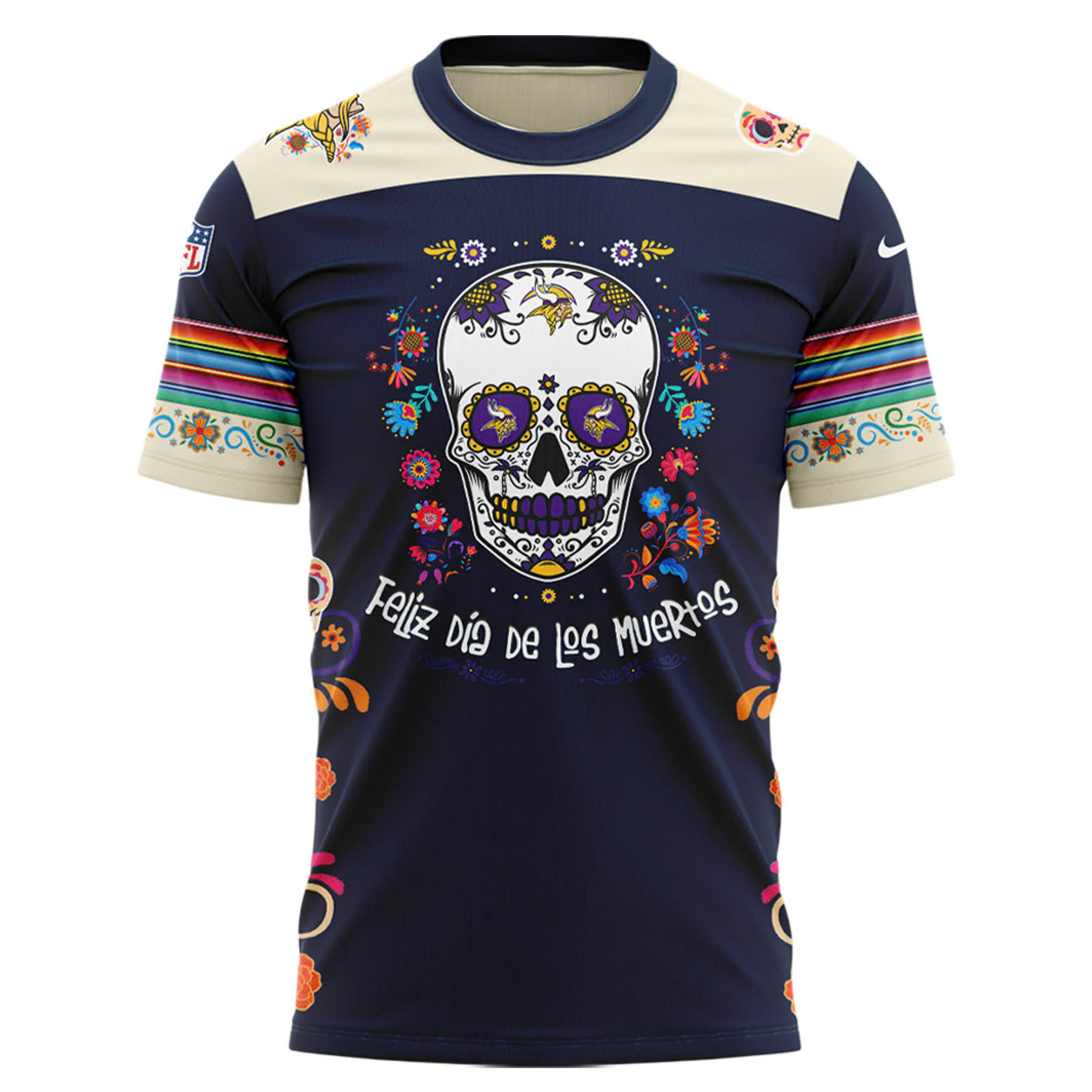 Minnesota Vikings Dia De Los Muertos Premium Tee - Famjoys Minnesota Vikings Dia De Los Muertos Premium Tee - Famjoys