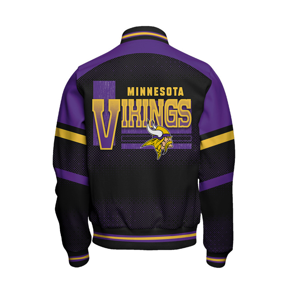 Minnesota Vikings - Fearless Warrior Unisex Varsity Jacket - Famjoys Minnesota Vikings - Fearless Warrior Unisex Varsity Jacket - Famjoys