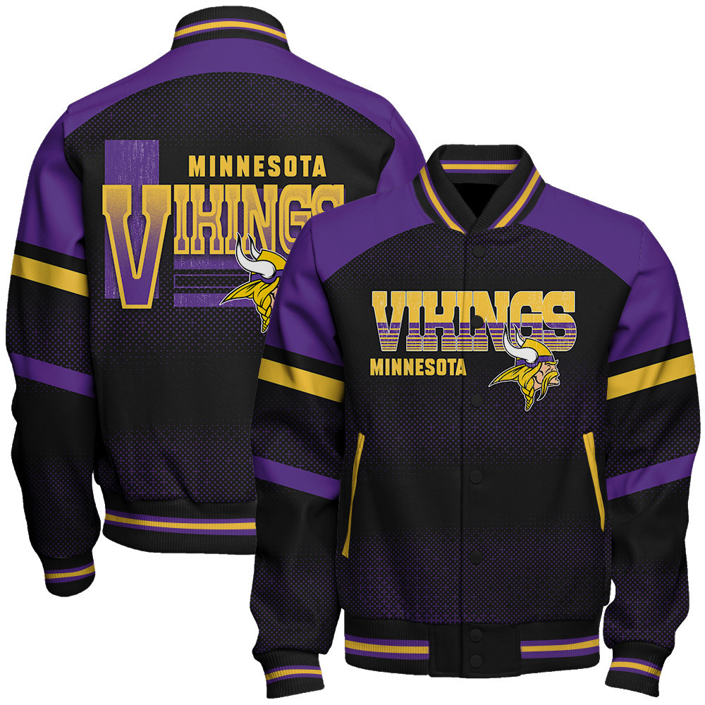 Minnesota Vikings - Fearless Warrior Unisex Varsity Jacket - Famjoys Minnesota Vikings - Fearless Warrior Unisex Varsity Jacket - Famjoys