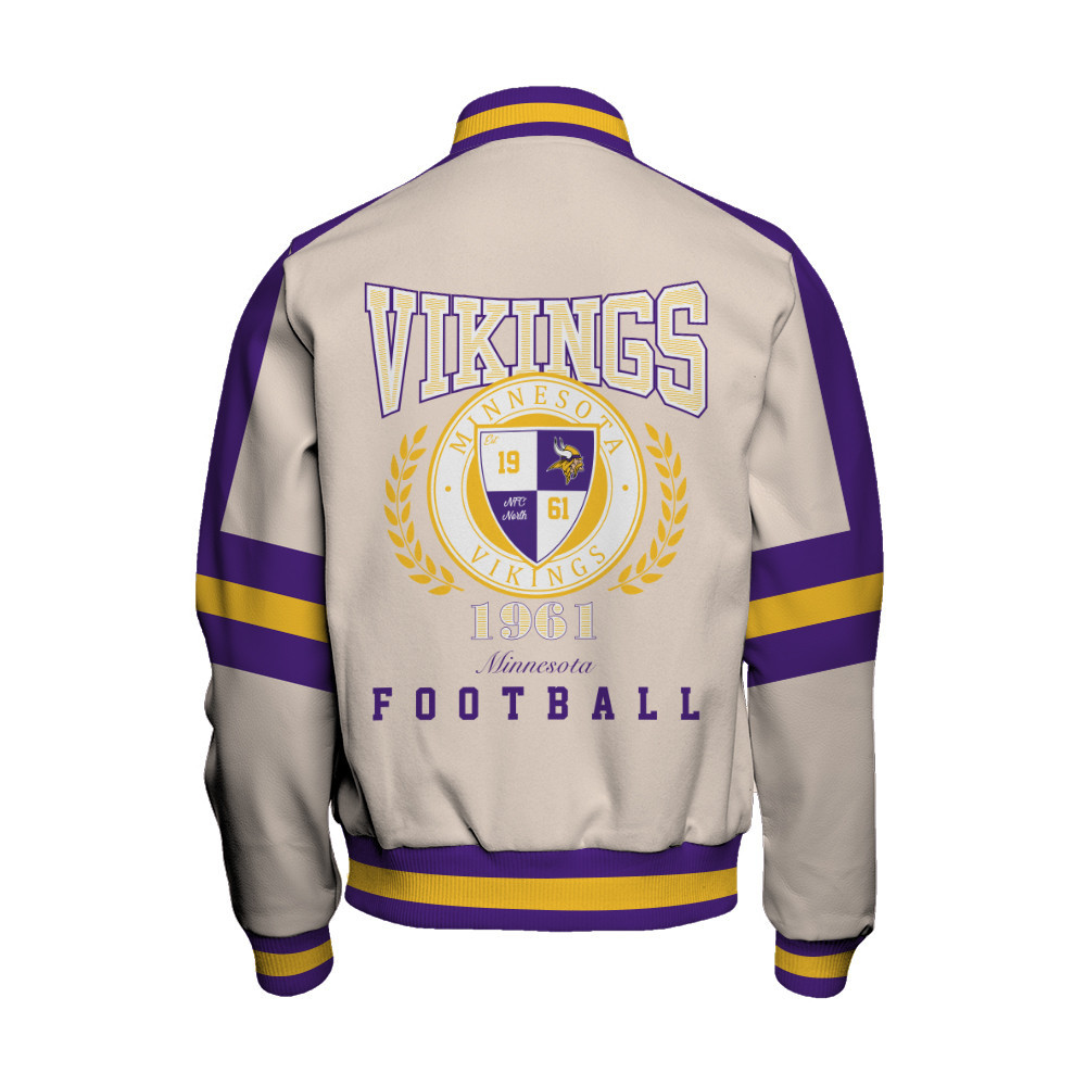 Minnesota Vikings - Feel The Power Unisex Varsity Jacket - Famjoys Minnesota Vikings - Feel The Power Unisex Varsity Jacket - Famjoys