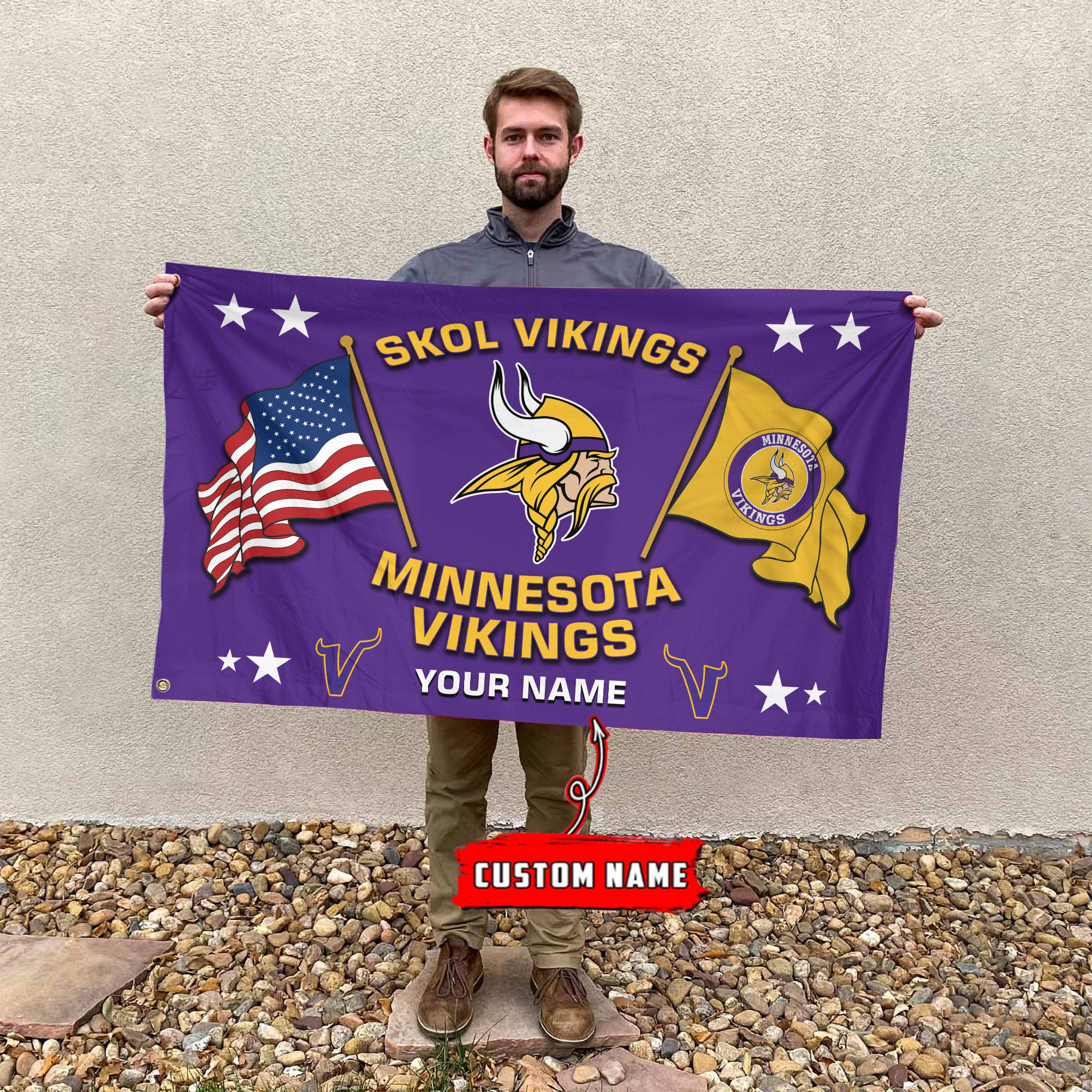 Minnesota Vikings Football House Flag - Famjoys Minnesota Vikings Football House Flag - Famjoys