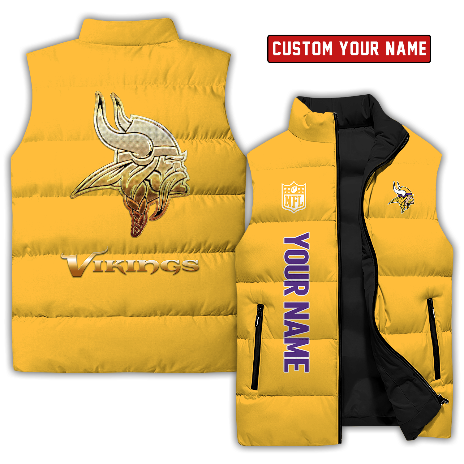 Minnesota Vikings Golden 32 Teams Personalized Sleeveless Down Vest SP29092321DS07 - Famjoys Minnesota Vikings Golden 32 Teams Personalized Sleeveless Down Vest SP29092321DS07 - Famjoys