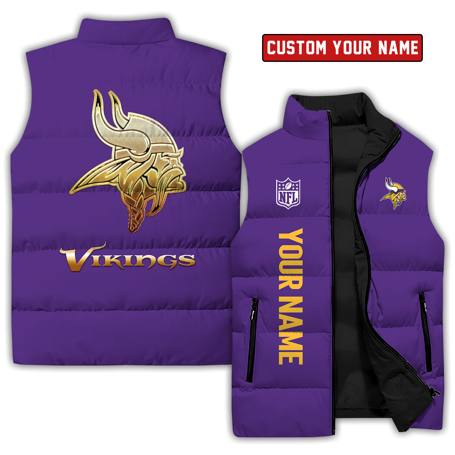 Minnesota Vikings Golden 32 Teams Personalized Sleeveless Down Vest SP29092321DS07 - Famjoys Minnesota Vikings Golden 32 Teams Personalized Sleeveless Down Vest SP29092321DS07 - Famjoys