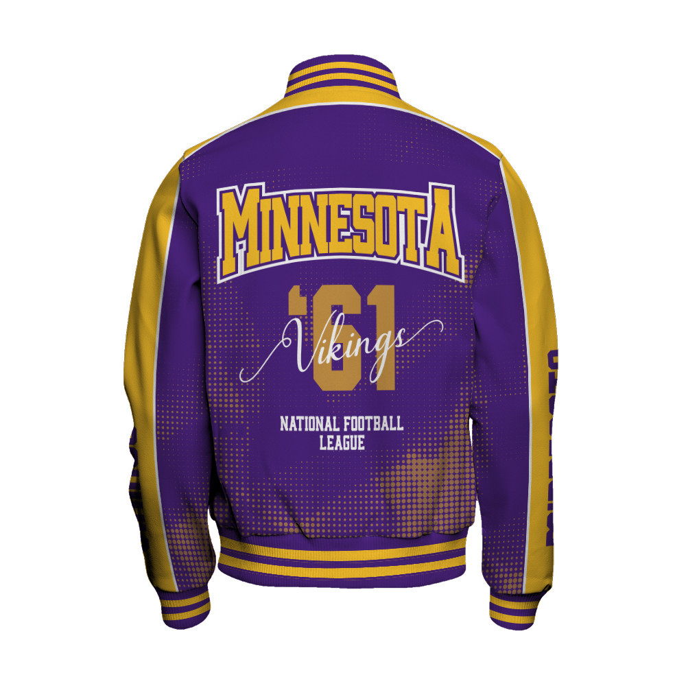 Minnesota Vikings - Heart Beats In Unison Unisex Varsity Jacket - Famjoys Minnesota Vikings - Heart Beats In Unison Unisex Varsity Jacket - Famjoys
