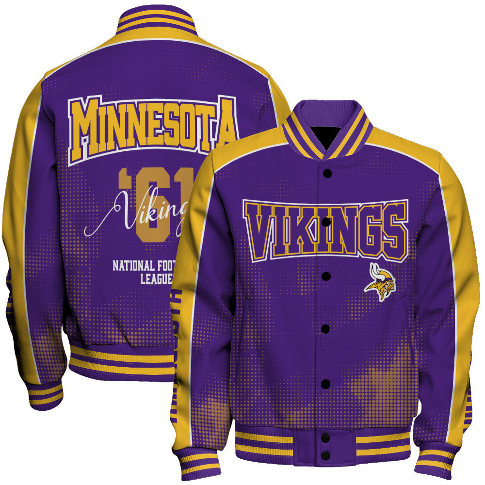 Minnesota Vikings - Heart Beats In Unison Unisex Varsity Jacket - Famjoys Minnesota Vikings - Heart Beats In Unison Unisex Varsity Jacket - Famjoys
