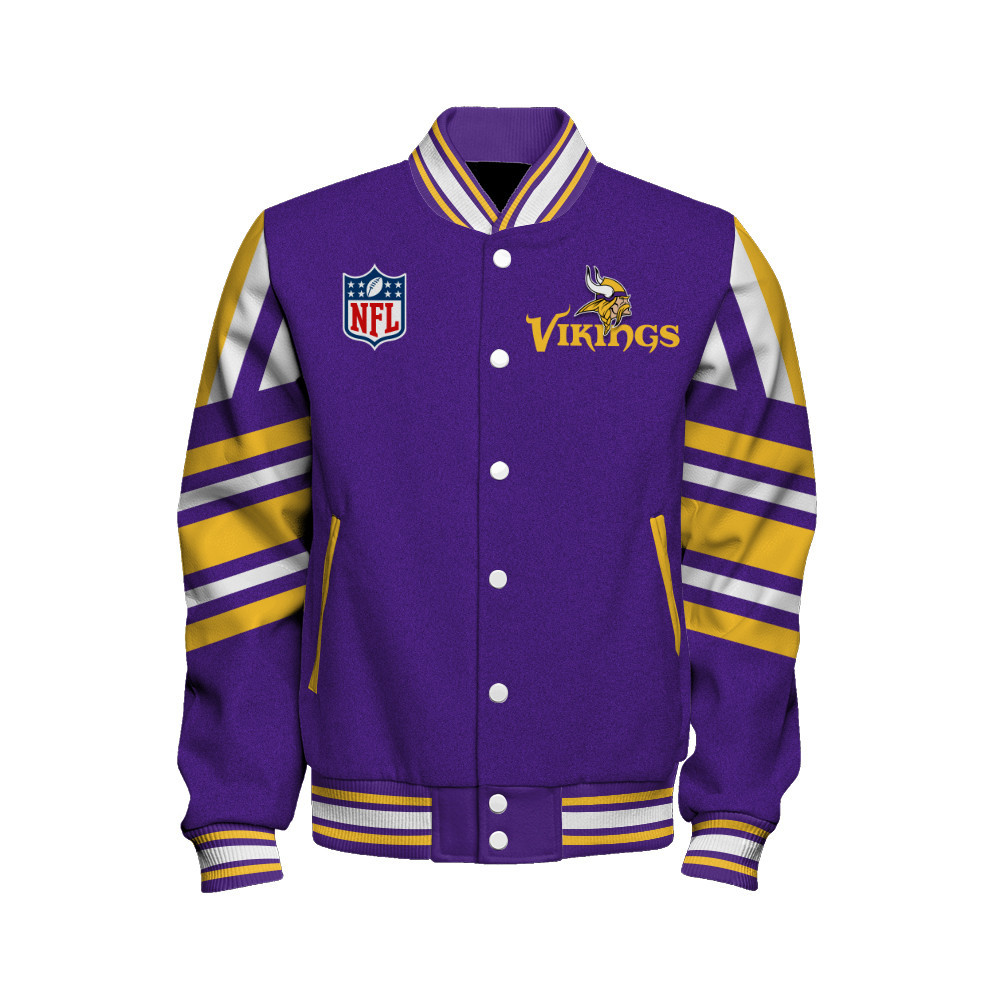 Minnesota Vikings - Immortal Faith Unisex Varsity Jacket - Famjoys Minnesota Vikings - Immortal Faith Unisex Varsity Jacket - Famjoys