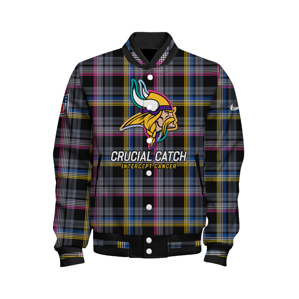 Minnesota Vikings National Football League Crucial Catch Unisex Varsity Jacket - Famjoys Minnesota Vikings National Football League Crucial Catch Unisex Varsity Jacket - Famjoys