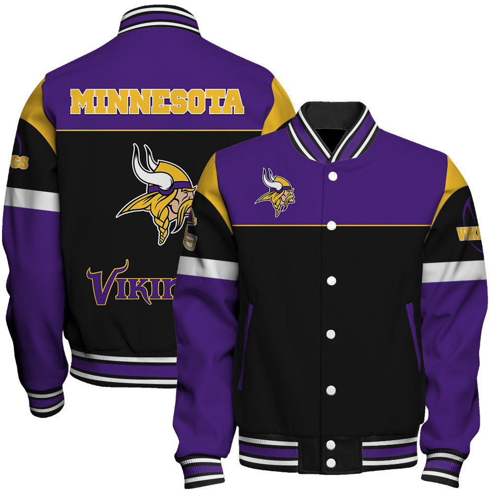 Minnesota Vikings National Football League - Feel The Power Unisex Varsity Jacket - Famjoys Minnesota Vikings National Football League - Feel The Power Unisex Varsity Jacket - Famjoys