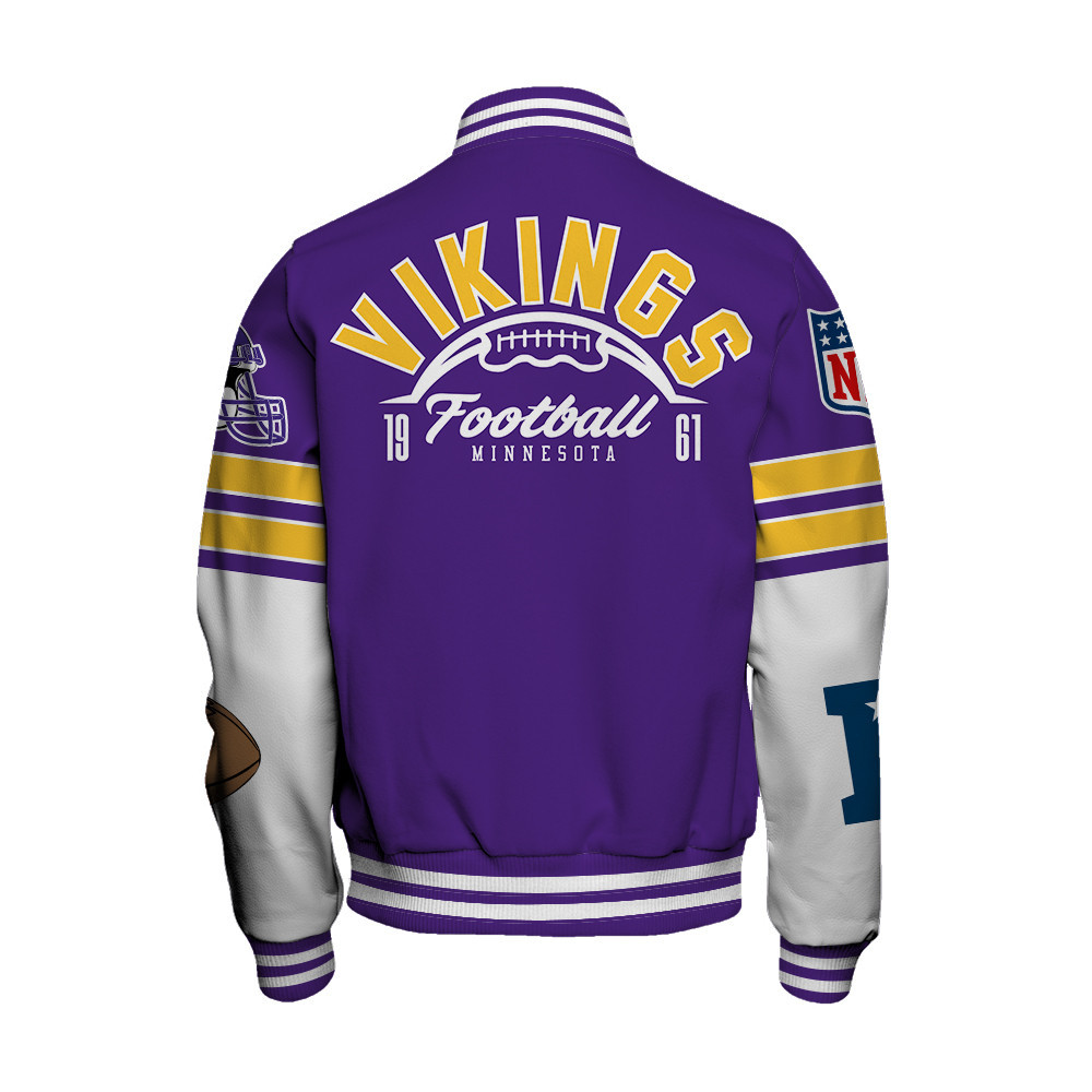 Minnesota Vikings National Football League Feel The Power Unisex Varsity Jacket - Famjoys Minnesota Vikings National Football League Feel The Power Unisex Varsity Jacket - Famjoys