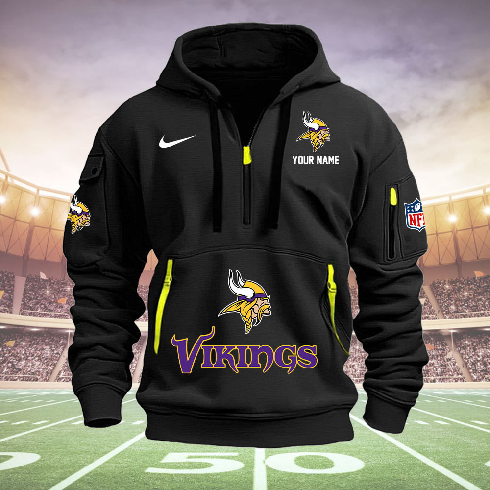 Minnesota Vikings New Personalized Quarter Zip Hoodie AZBTQZH000013 - Famjoys Minnesota Vikings New Personalized Quarter Zip Hoodie AZBTQZH000013 - Famjoys