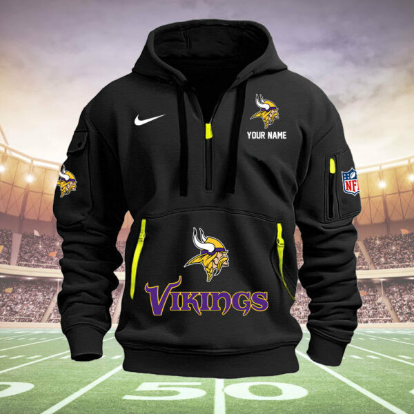 Minnesota Vikings New Personalized Quarter Zip Hoodie AZBTQZH000013 - Famjoys Minnesota Vikings New Personalized Quarter Zip Hoodie AZBTQZH000013 - Famjoys