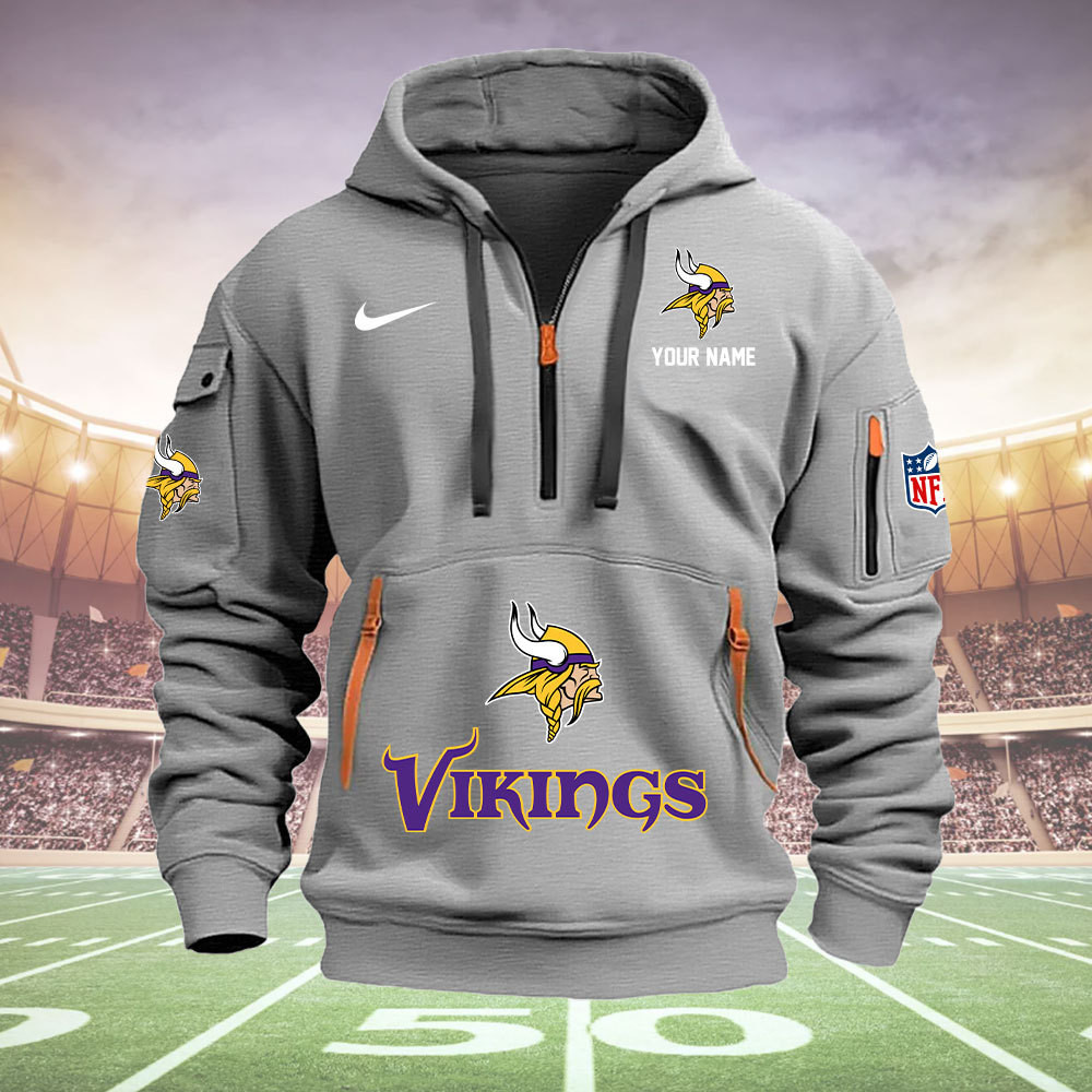 Minnesota Vikings New Personalized Quarter Zip Hoodie AZBTQZH000013 - Famjoys Minnesota Vikings New Personalized Quarter Zip Hoodie AZBTQZH000013 - Famjoys
