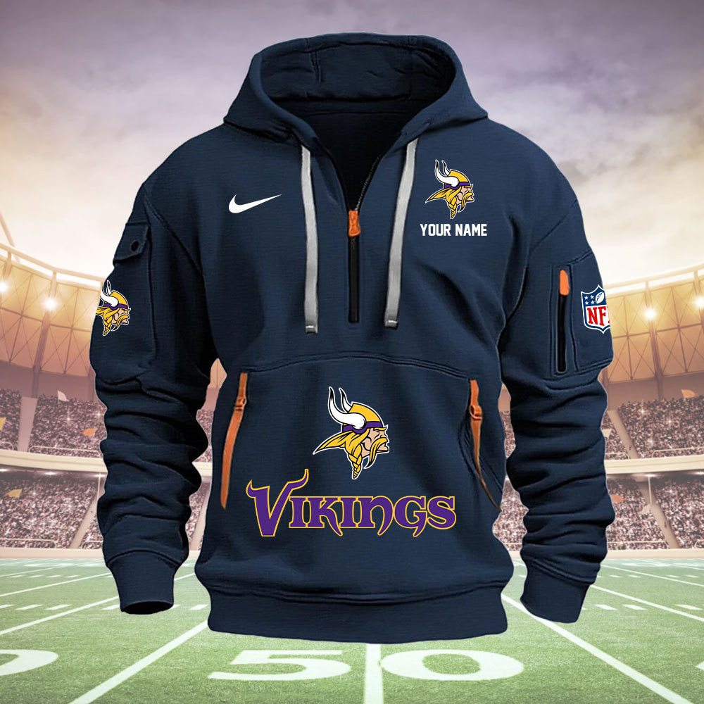 Minnesota Vikings New Personalized Quarter Zip Hoodie AZBTQZH000013 - Famjoys Minnesota Vikings New Personalized Quarter Zip Hoodie AZBTQZH000013 - Famjoys