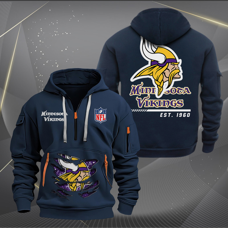 Minnesota Vikings New Personalized Quarter Zip Hoodie AZBTQZH000115 - Famjoys Minnesota Vikings New Personalized Quarter Zip Hoodie AZBTQZH000115 - Famjoys