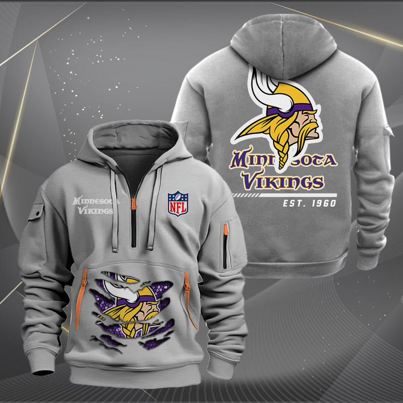 Minnesota Vikings New Personalized Quarter Zip Hoodie AZBTQZH000115 - Famjoys Minnesota Vikings New Personalized Quarter Zip Hoodie AZBTQZH000115 - Famjoys